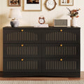 Black 6 Drawer Fluted Wood Dresser W314