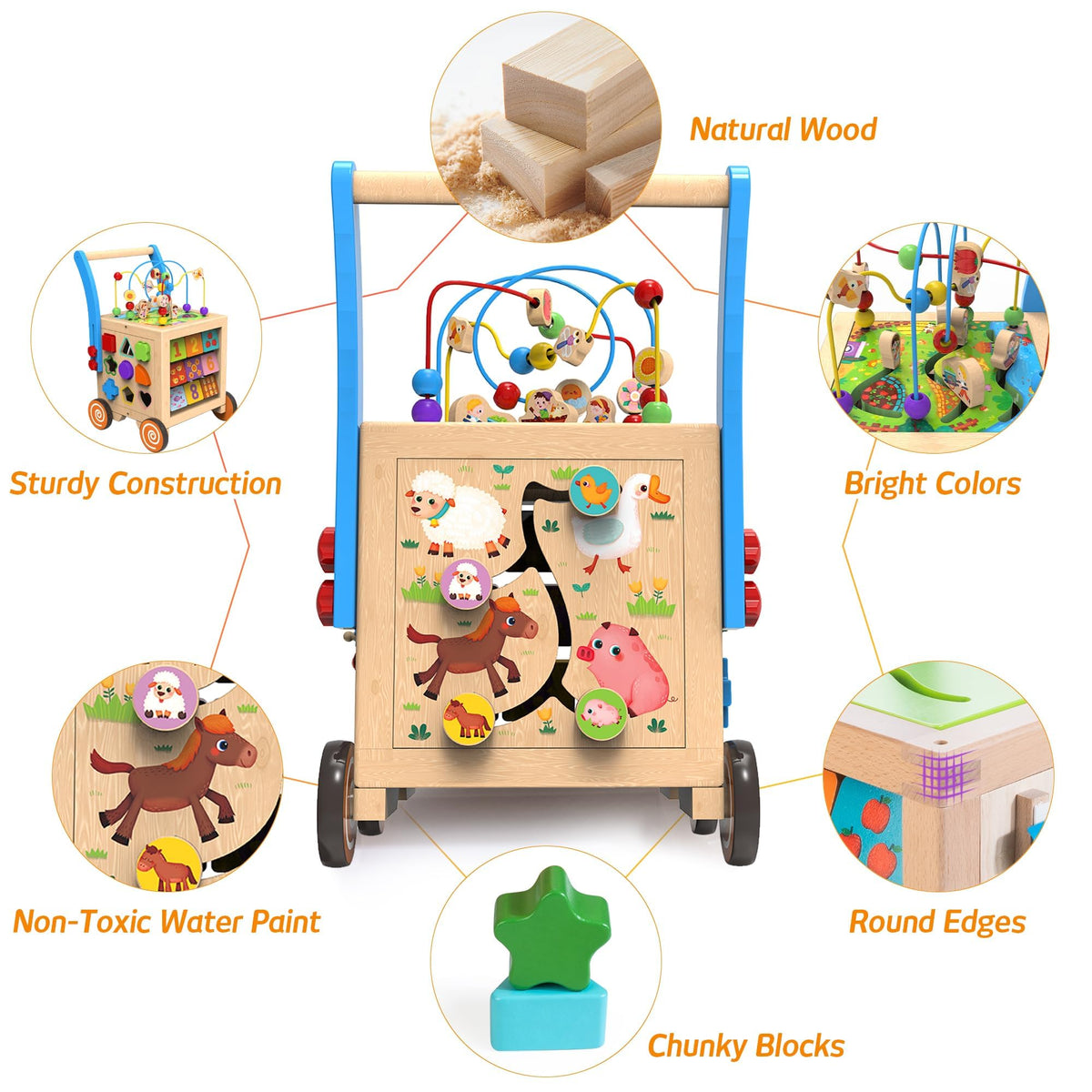 Wooden Activity Cube Walker O930452