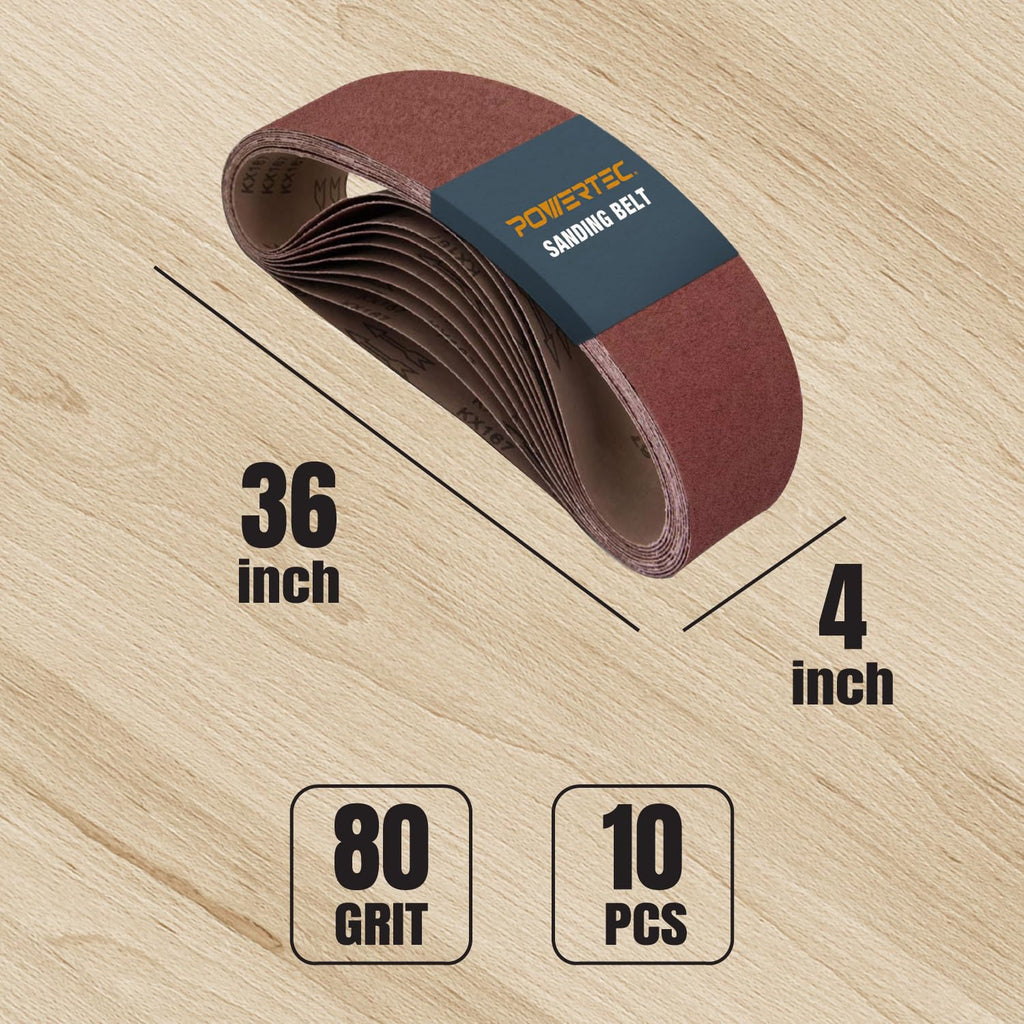 4 x 36 Inch Aluminum Oxide Sanding Belts 80 120 240 Grit 10 Pack W296