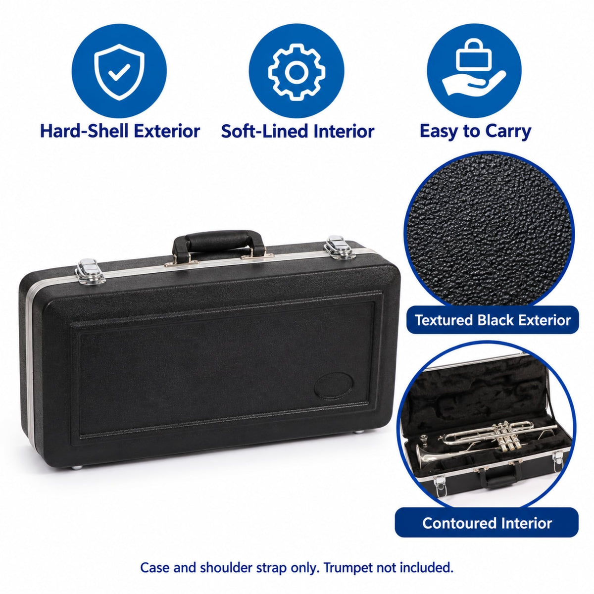 Lightweight ABS Hard Case for Bb Trumpet, Black C473