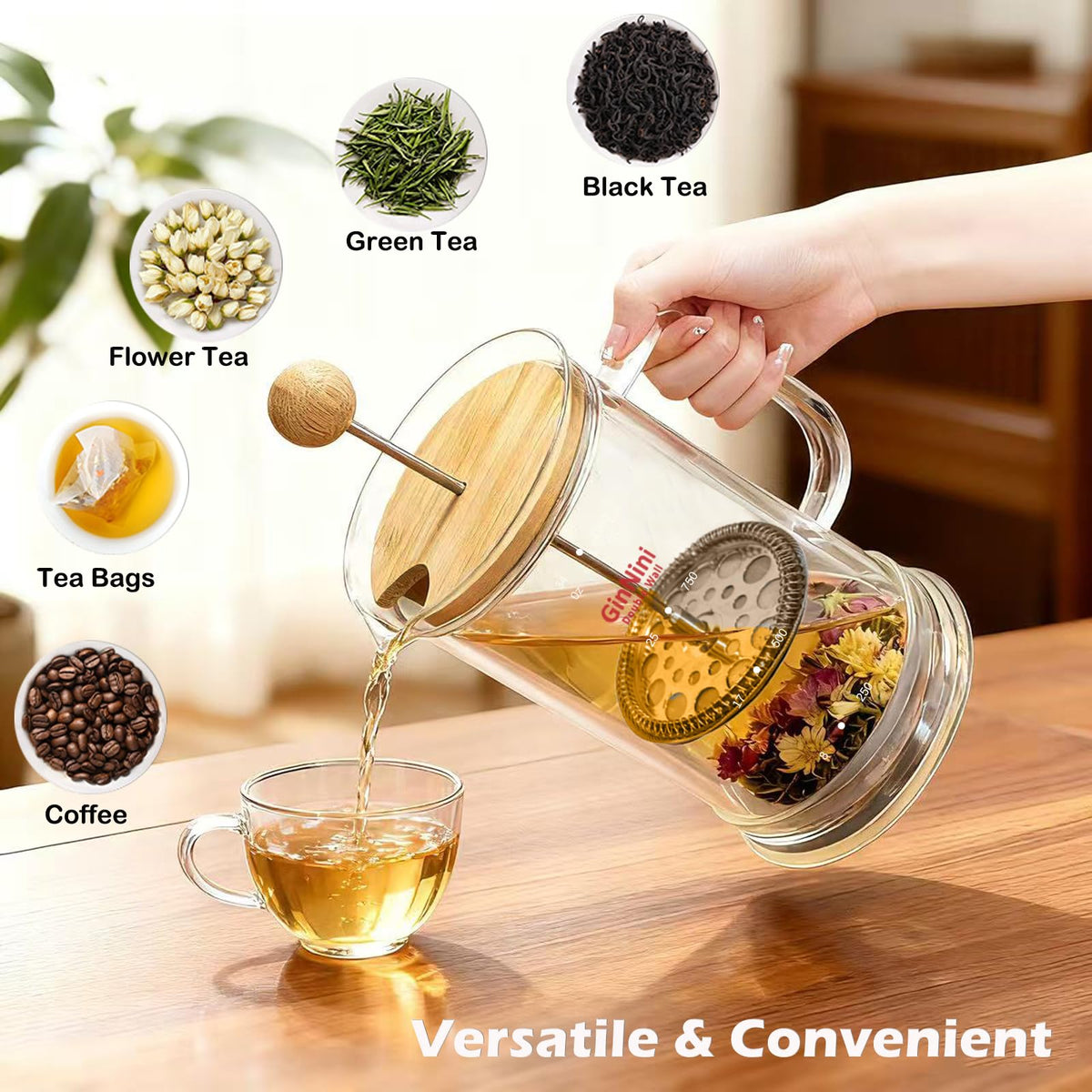 34oz Double-Wall Glass French Press T4012