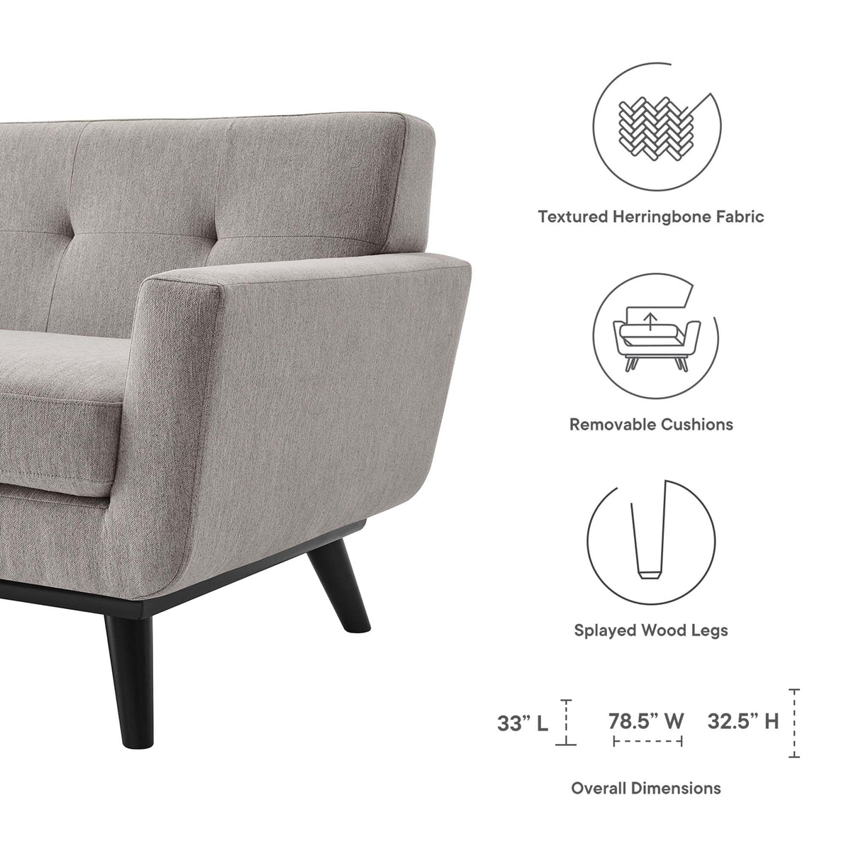 78 Inch Light Upholstered Loveseat P877