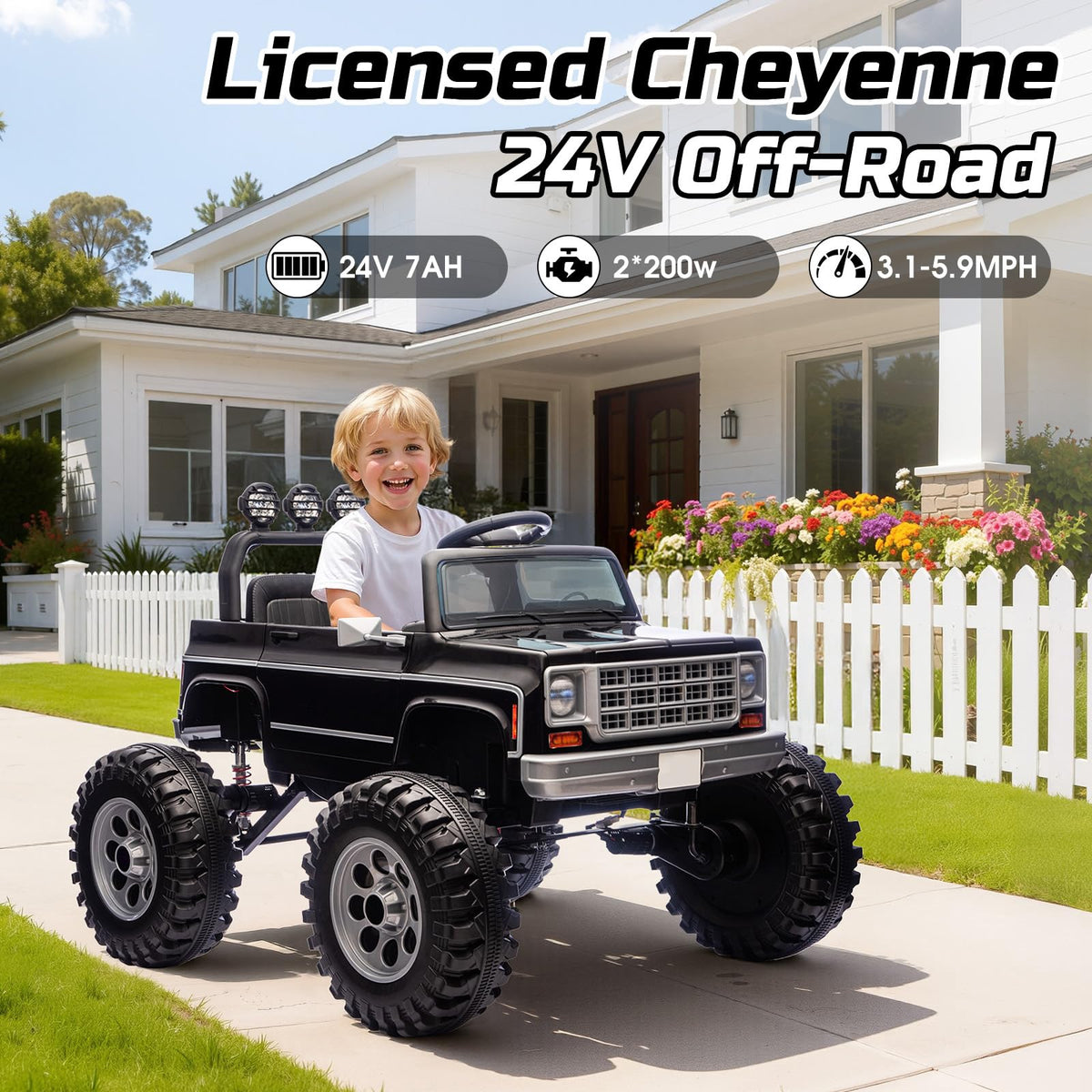 24V Ride on Truck with Remote Control, Black Y5860