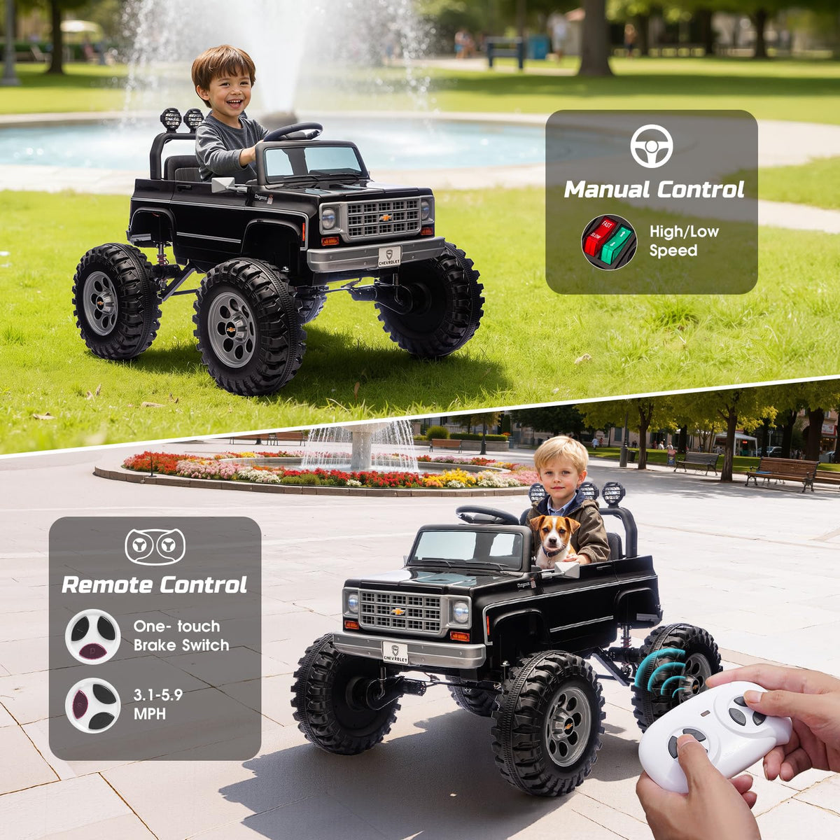 24V Ride on Truck with Remote Control, Black Y5860