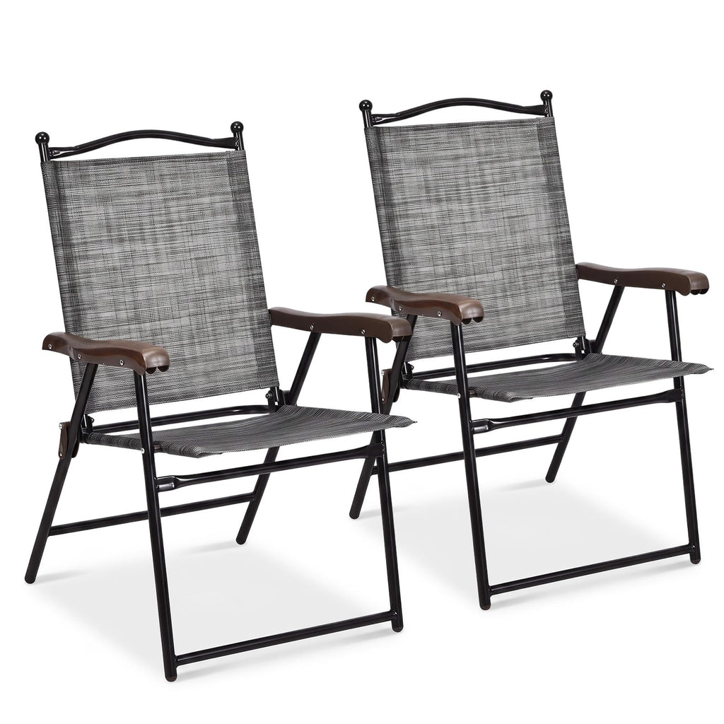 Set of 2 Grey Patio Folding Chairs L10869