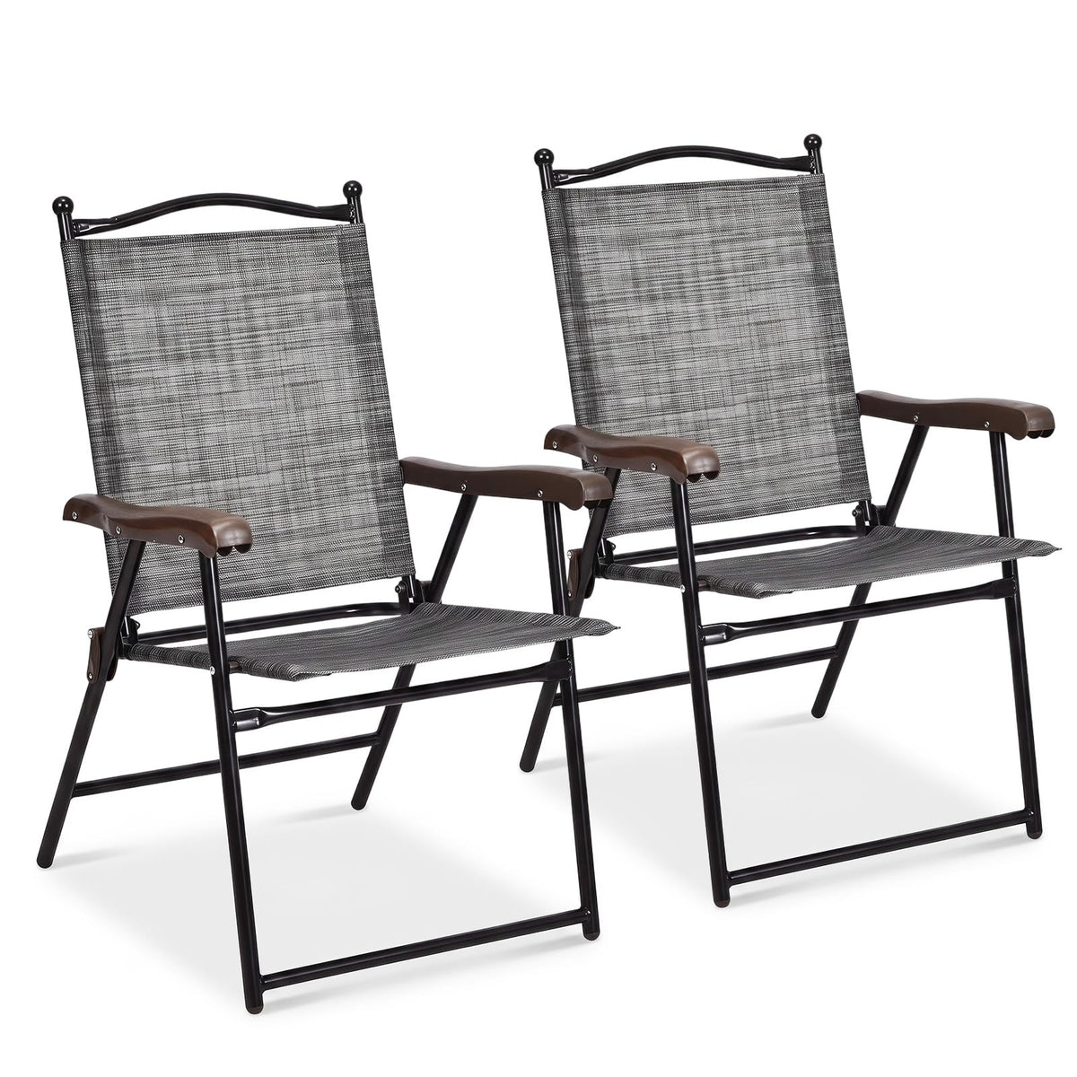Set of 2 Grey Patio Folding Chairs L10869