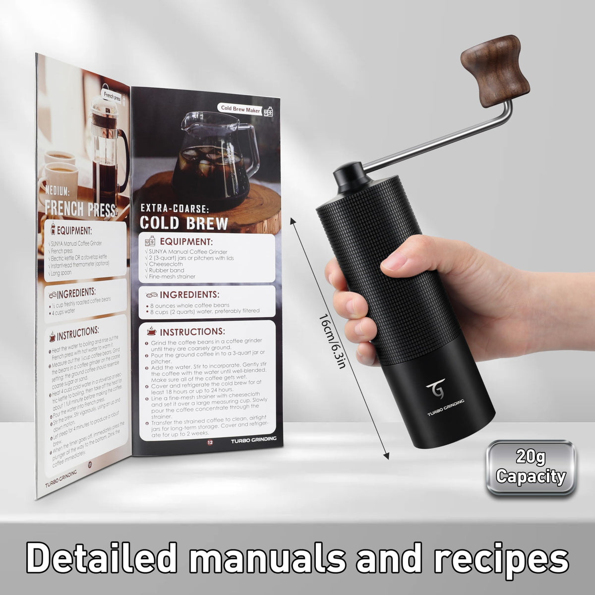 Manual Coffee Grinder with Stainless Steel Conical Burr J15481