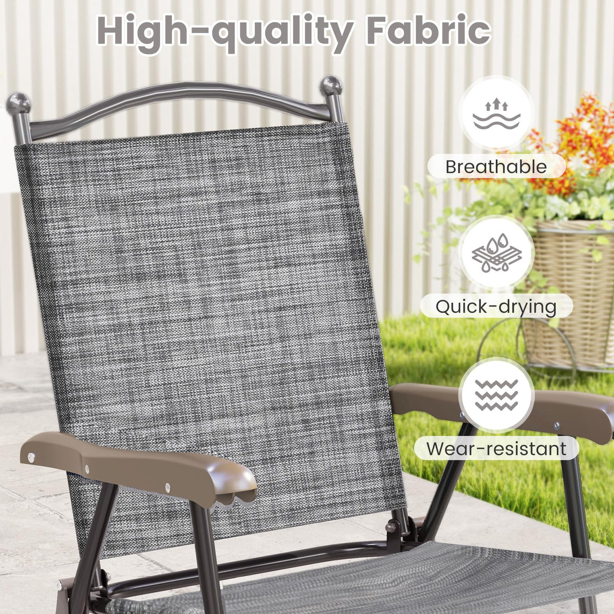 Set of 2 Grey Patio Folding Chairs L10869