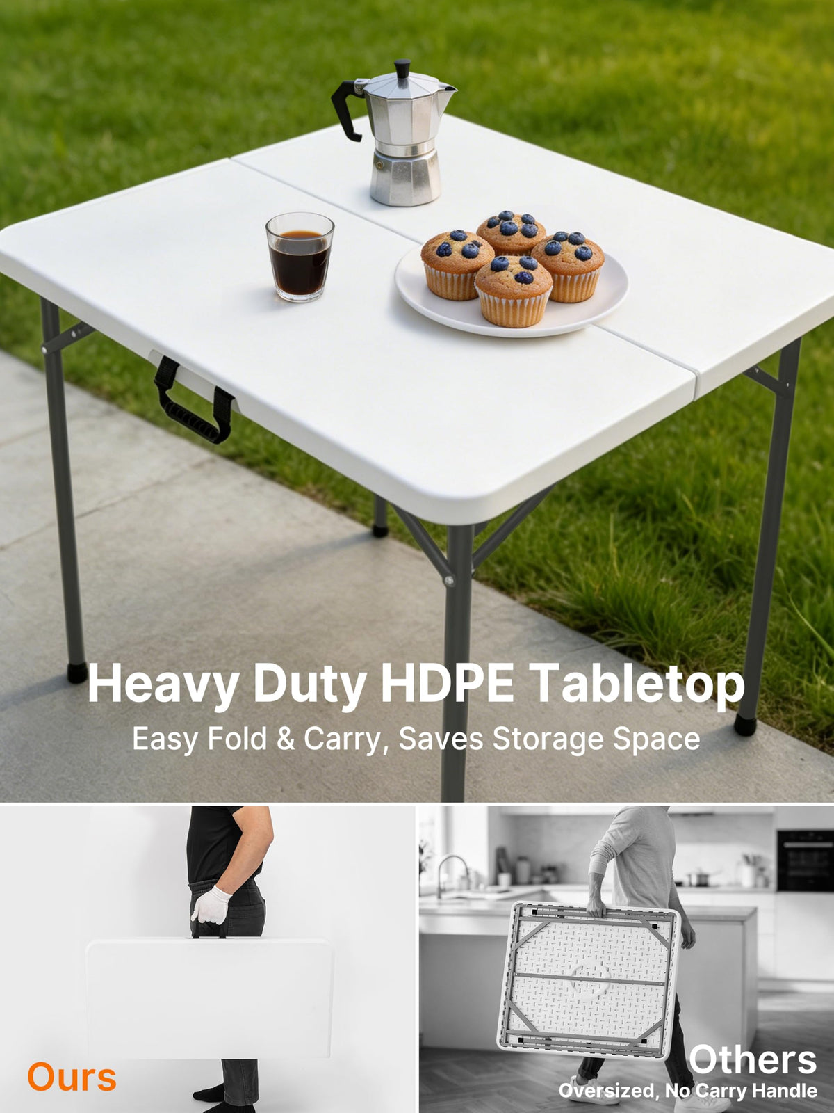 34" White Folding Card Table O838708