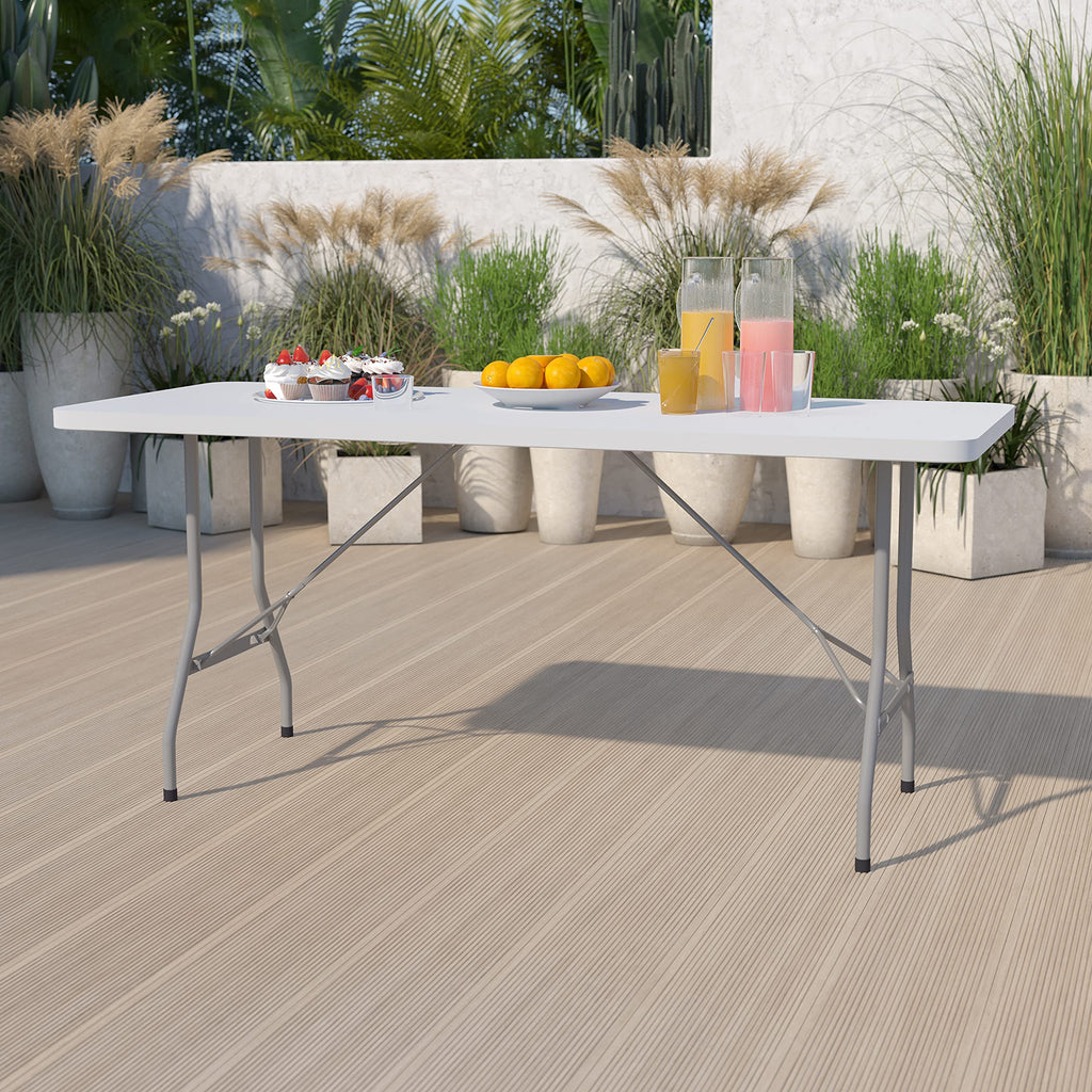 6-Foot White Plastic Folding Table A32017