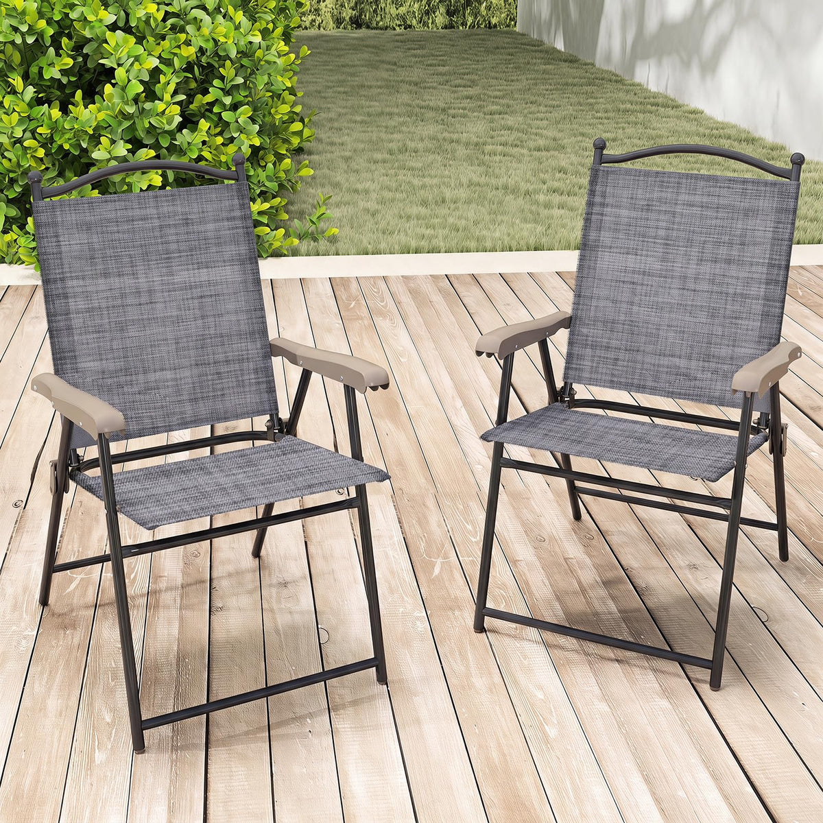 Set of 2 Grey Patio Folding Chairs L10869