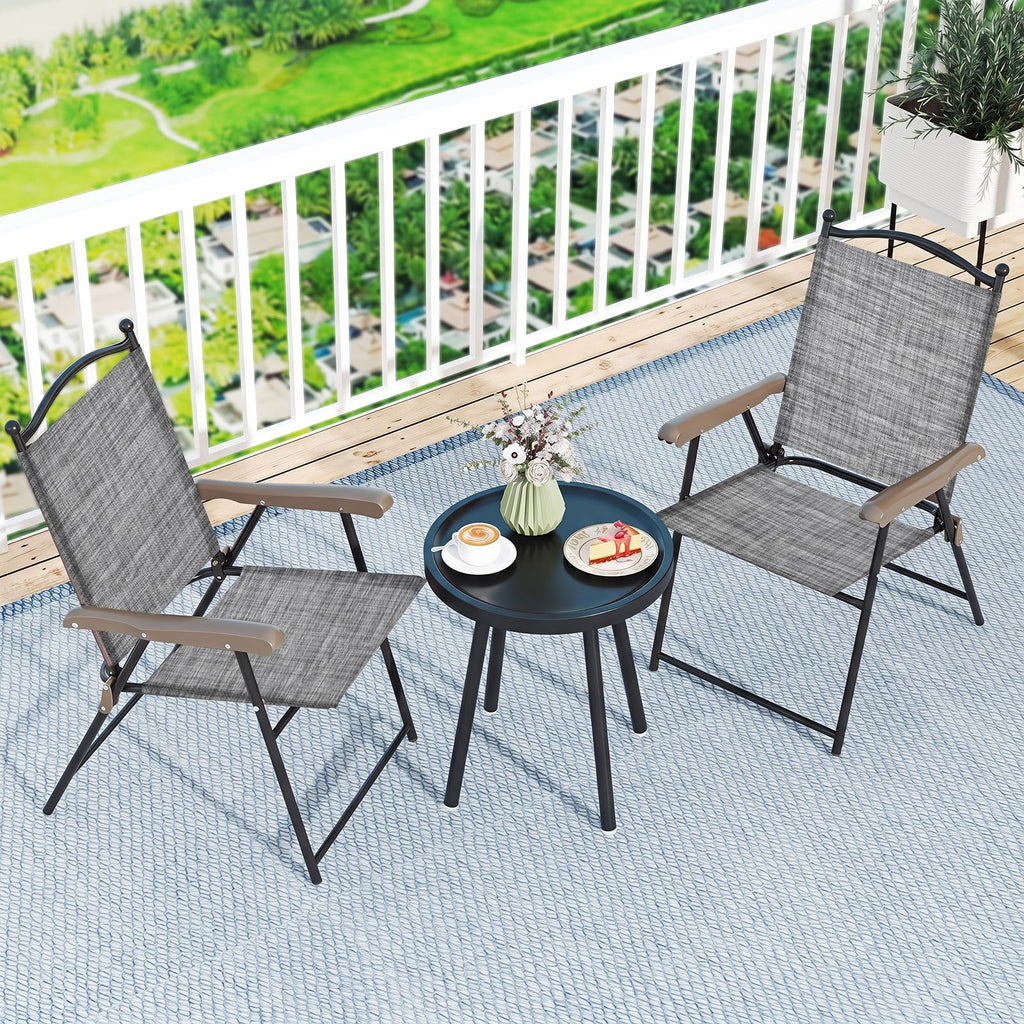 Set of 2 Grey Patio Folding Chairs L10869