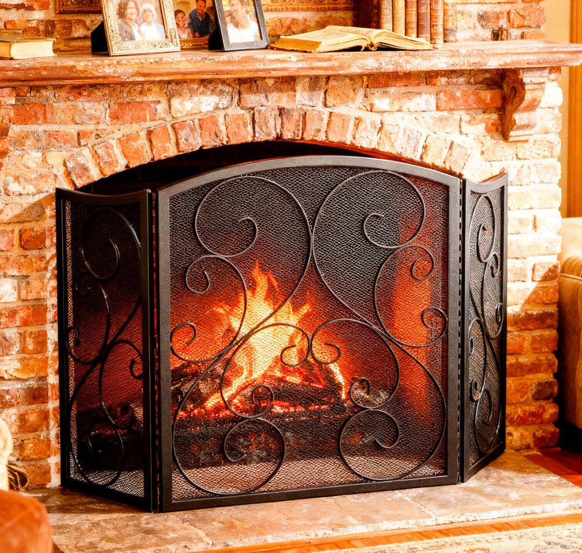 Wrought Iron Fireplace Screen 48×30 Inch P217