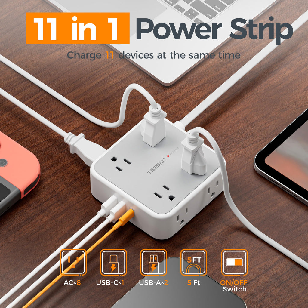 Grey 5 Ft Surge Protector Power Strip S262