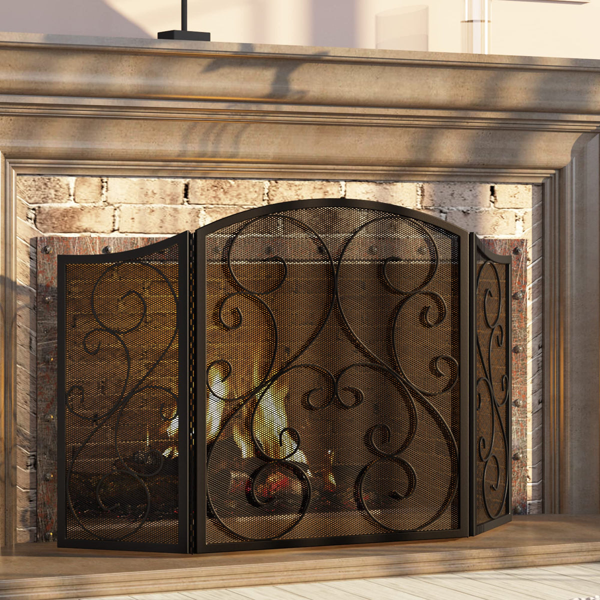 Wrought Iron Fireplace Screen 48×30 Inch P217