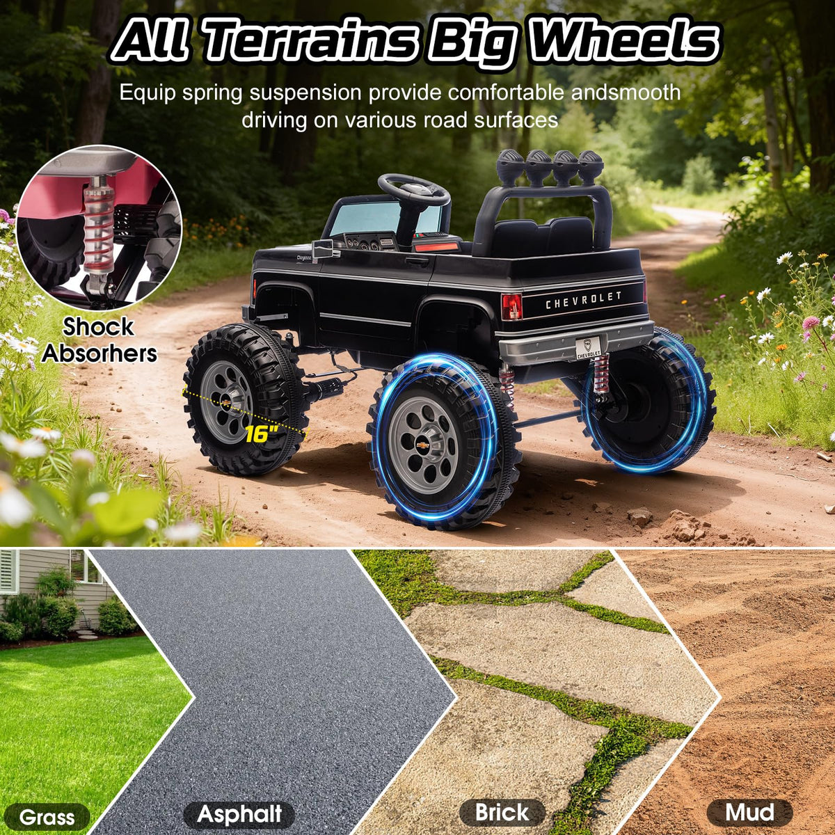24V Ride on Truck with Remote Control, Black Y5860